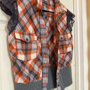 Free People Multicolor Plaid Button Down Shirt